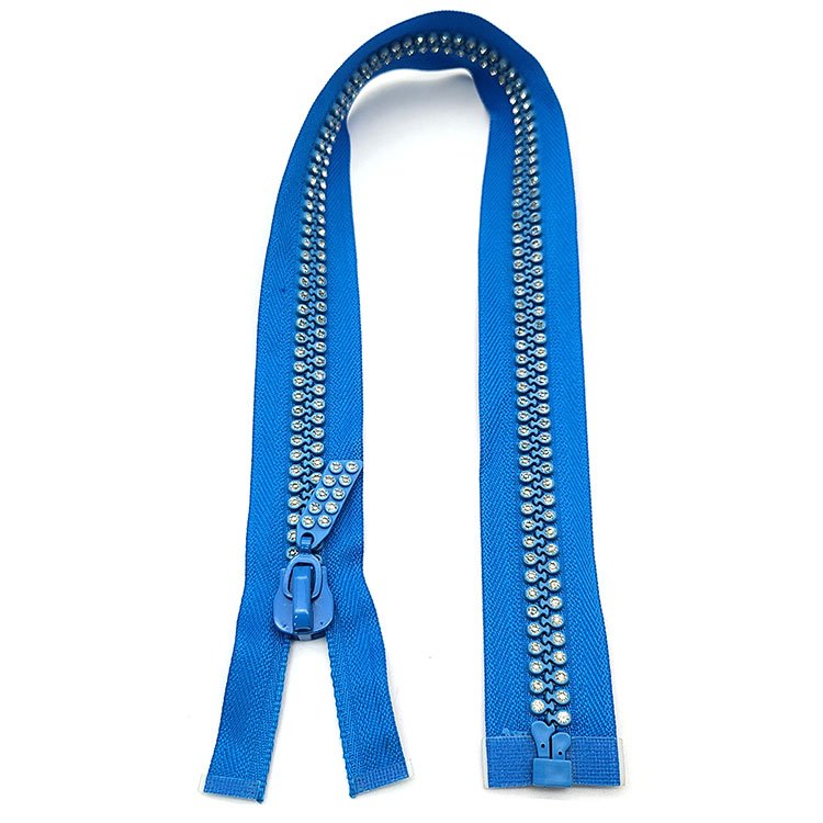 YYX High Quality Open Ended Diamond Zip Double Row Rhinestone Zipper For Dance Costume