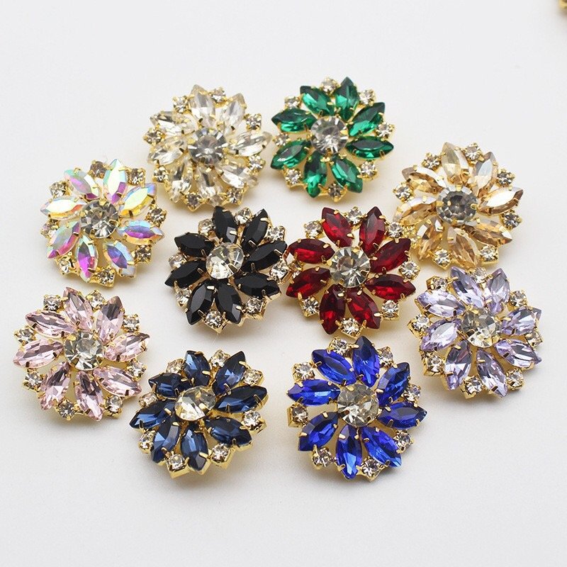 SINRONG button gold bottom horse eye rhinestone for use DIY Accessories Sewing Buckle Sustainable Glass Material