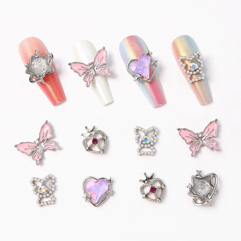 3D Love Heart Butterfly Star Flower Zircon Crystals Metal Alloy Rhinestones Jewelry Nail Art Decorations Charms
