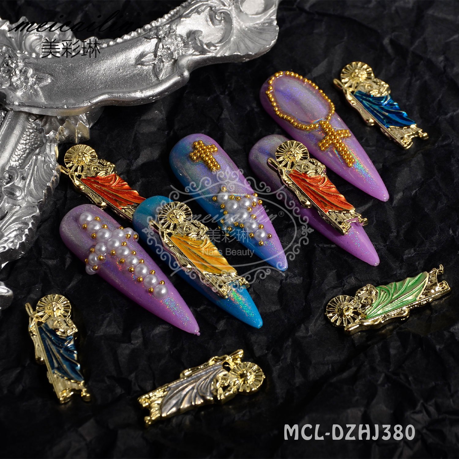 Diamond Crystal Nail Rhinestones San Judas Goddess Saint Jesus Nail Art Charm Nail Art Decorations