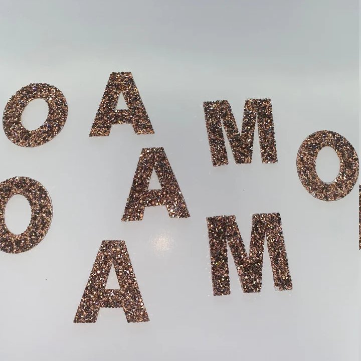 gold hotfix rhinestone letters, Full Alphabet A-Z rhinestone patch with adhesive, Mesh Bling Letters