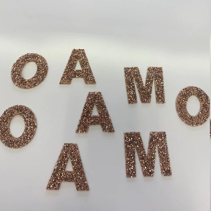 gold hotfix rhinestone letters, Full Alphabet A-Z rhinestone patch with adhesive, Mesh Bling Letters