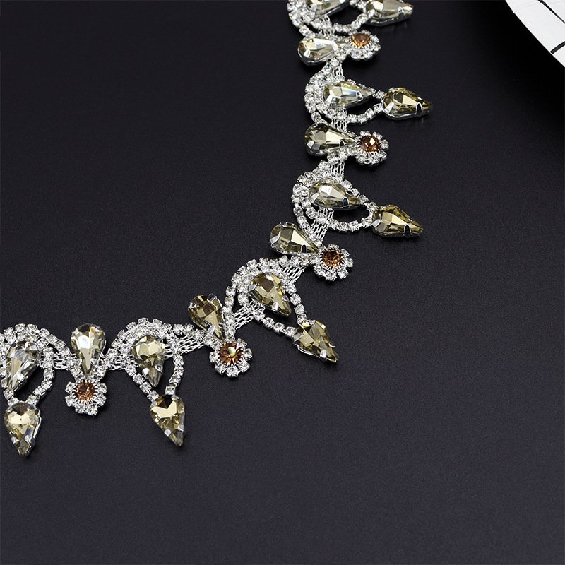 1 Yard Colorful Rhinestone Chain Red Crystal Trim Teardrop Rhinestone Chains For Decorative Clothes