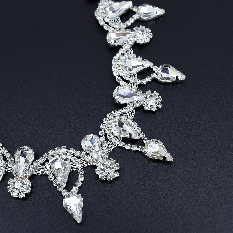 1 Yard Colorful Rhinestone Chain Red Crystal Trim Teardrop Rhinestone Chains For Decorative Clothes