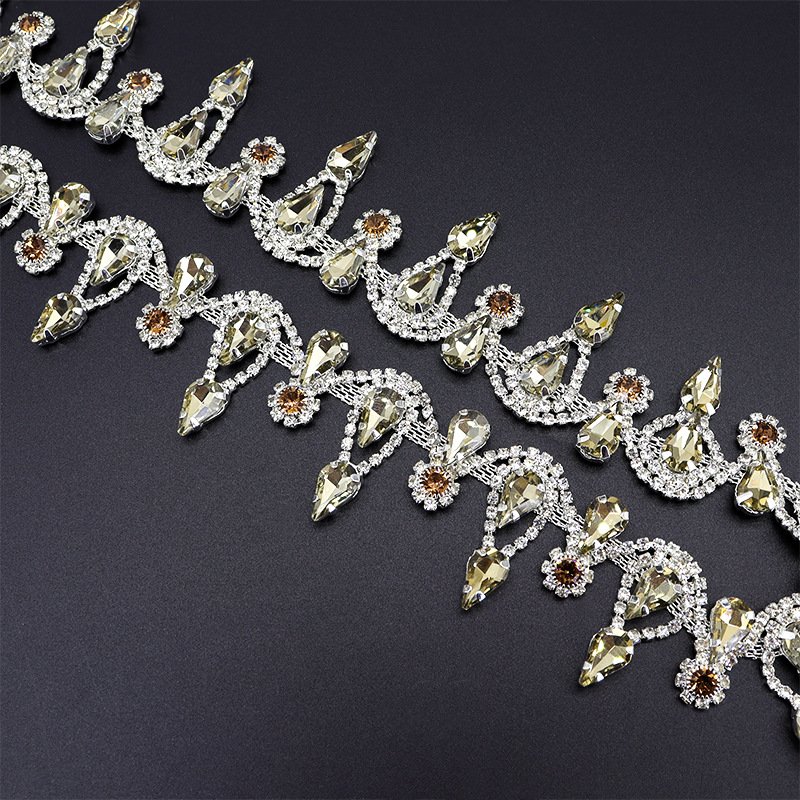 1 Yard Colorful Rhinestone Chain Red Crystal Trim Teardrop Rhinestone Chains For Decorative Clothes