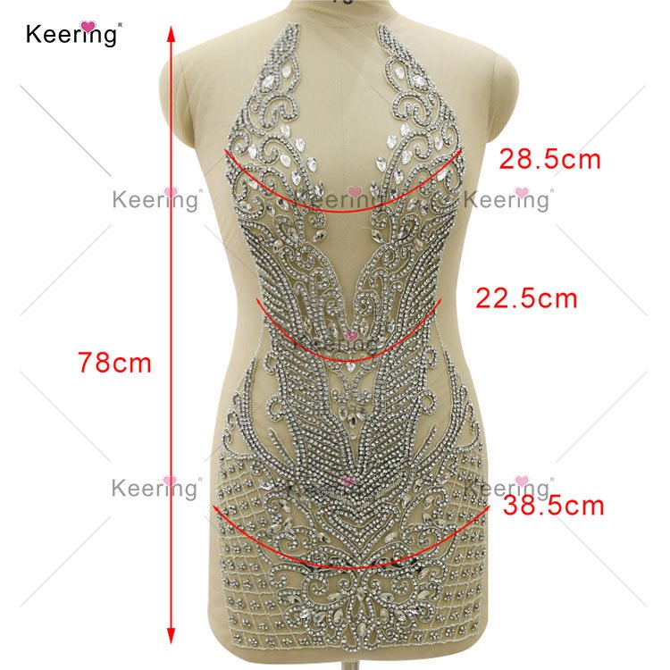 WDP-395 Keering Fashion Designer 10 Color 2022 Girls Custom Crystal Glass Rhinestone Applique Black Bodicce For Dresses