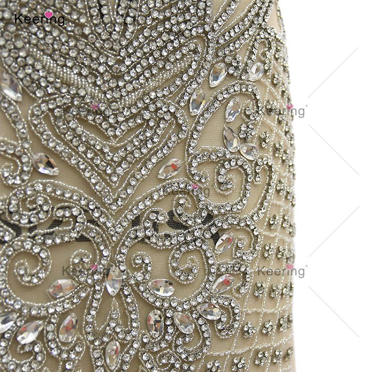 WDP-395 Keering Fashion Designer 10 Color 2022 Girls Custom Crystal Glass Rhinestone Applique Black Bodicce For Dresses