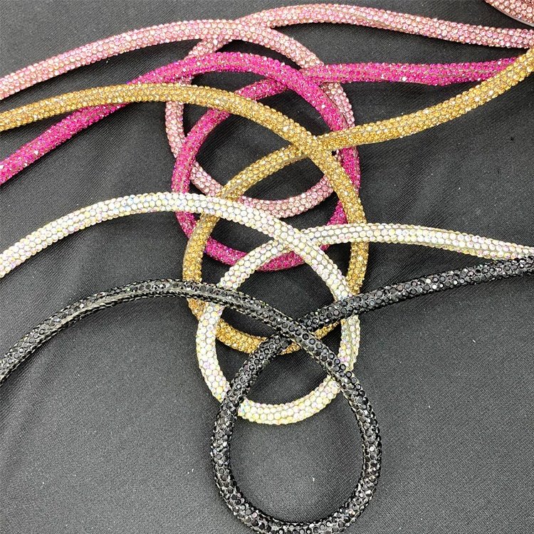 S582 High quality bling rhinestone hoodie strings stretchy crystal rope accessories