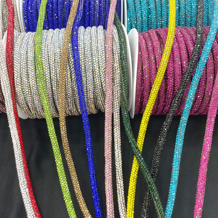 S582 High quality bling rhinestone hoodie strings stretchy crystal rope accessories