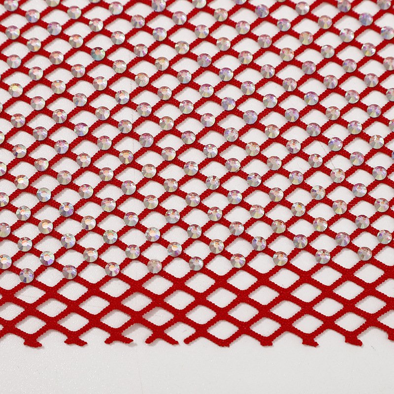 American wholesale 3d fishing net crystal rhinestone tulle lace fabric tulle bordado rhinestone mesh fabric