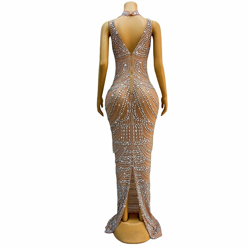 Novance Y3720 Tassel Rhinestone Dress High Quality Custom Dresses Women Rhinestones Diamond Dress Long For Party