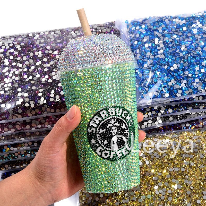OLeeya Wholesale Rhinestones Bulk Coffee Neon Fluorescence Crystals Flat Back Non Hot Fix Rhinestones For Accessories