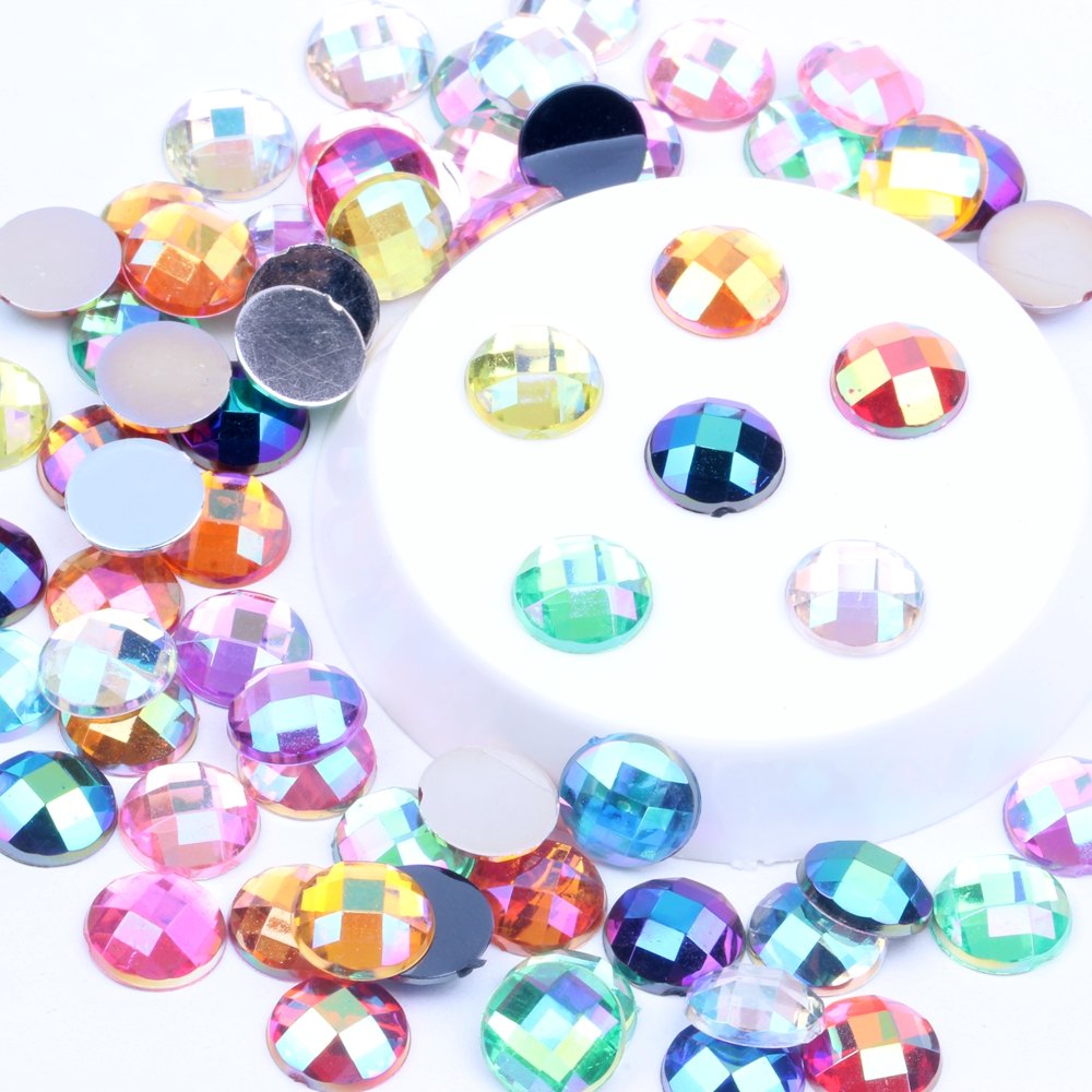 Wholesale Acrylic Flat Back Round Earth Facets 10mm 1000pcs Many Colors AB DIY Nail Art Rhinestone Glue On Beads Acrylic Gem