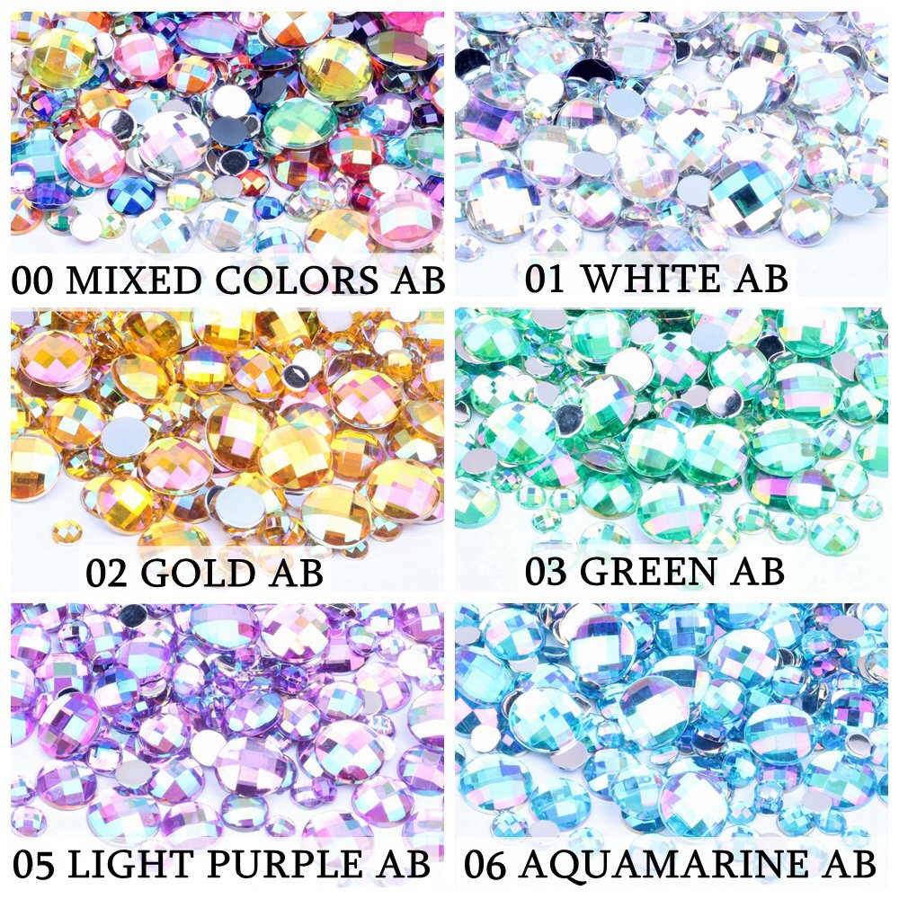 Wholesale Acrylic Flat Back Round Earth Facets 10mm 1000pcs Many Colors AB DIY Nail Art Rhinestone Glue On Beads Acrylic Gem