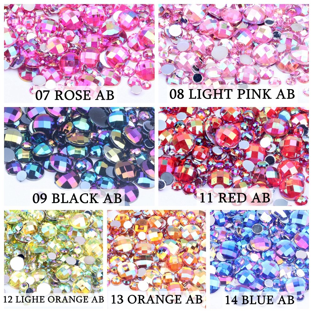 Wholesale Acrylic Flat Back Round Earth Facets 10mm 1000pcs Many Colors AB DIY Nail Art Rhinestone Glue On Beads Acrylic Gem