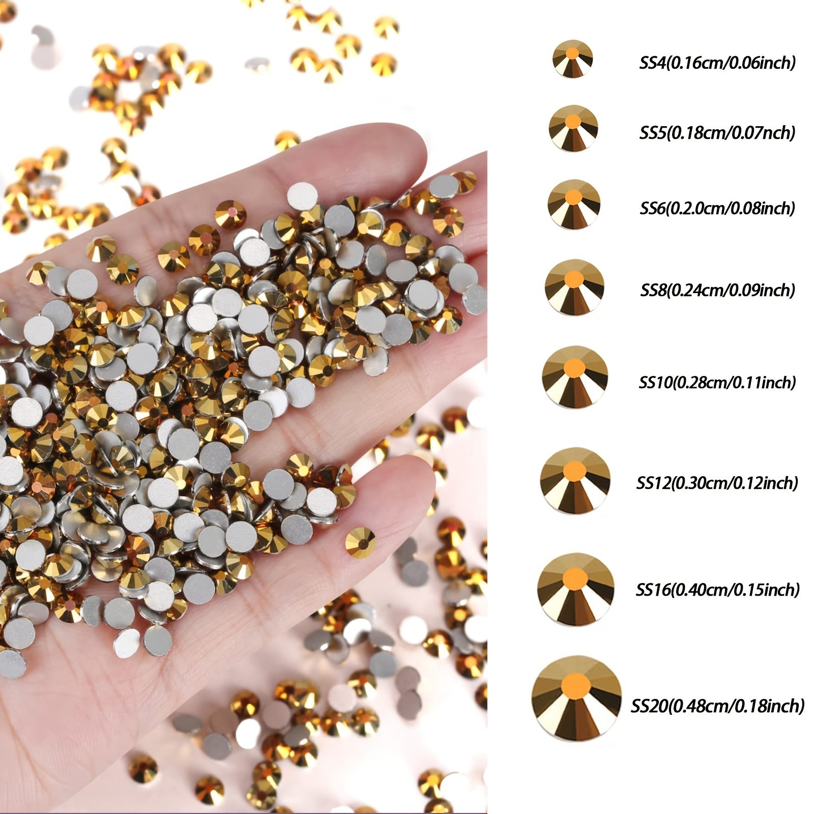 Wholesale Plating Color Gold Crystal Non Hotfix Rhinestones Flat Back Nail Rhinestones Wholesale in Bulk Package