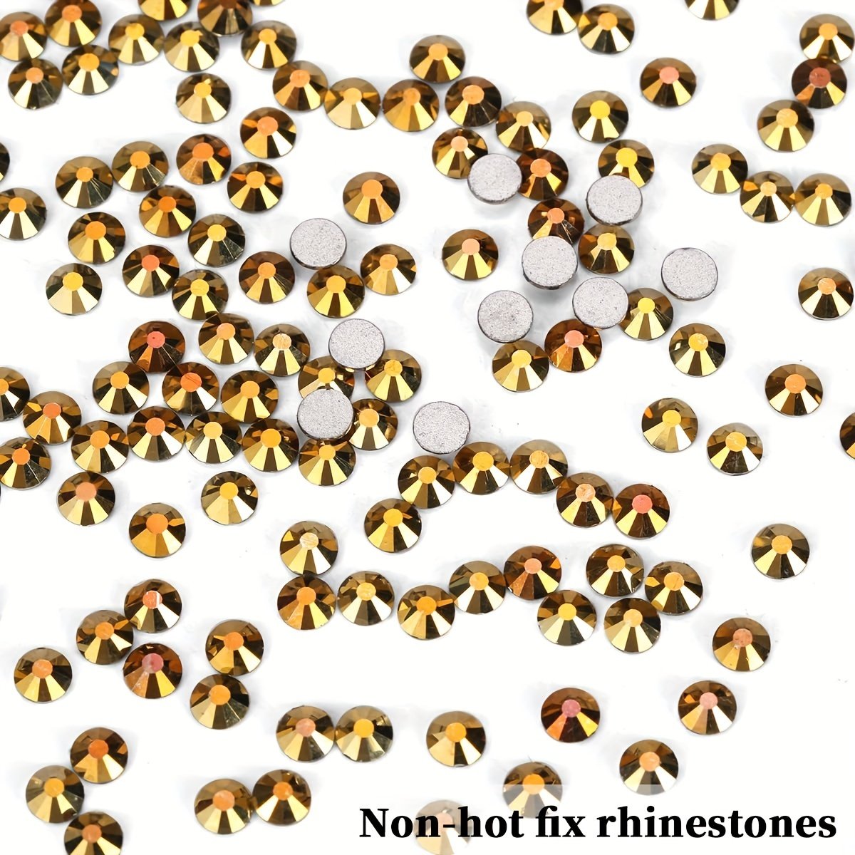 Wholesale Plating Color Gold Crystal Non Hotfix Rhinestones Flat Back Nail Rhinestones Wholesale in Bulk Package
