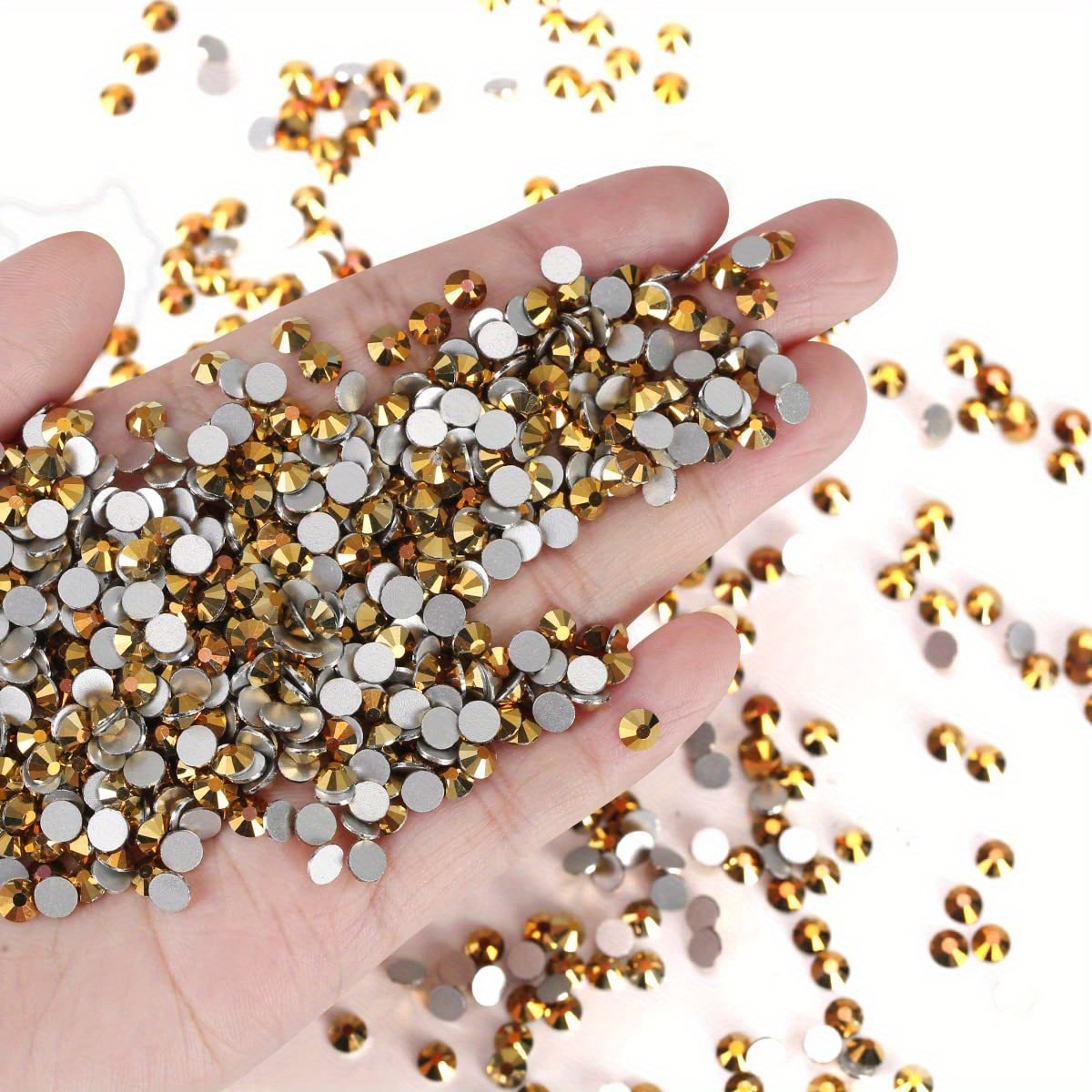 Wholesale Plating Color Gold Crystal Non Hotfix Rhinestones Flat Back Nail Rhinestones Wholesale in Bulk Package