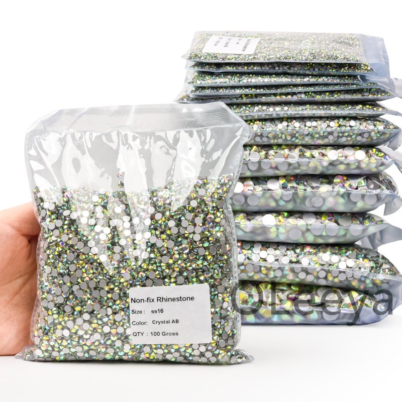 14400pcs Oleeya Factory Hot Selling AB Rhinestones Flatback Crystal Bulk Rhinestone Glass For Garment