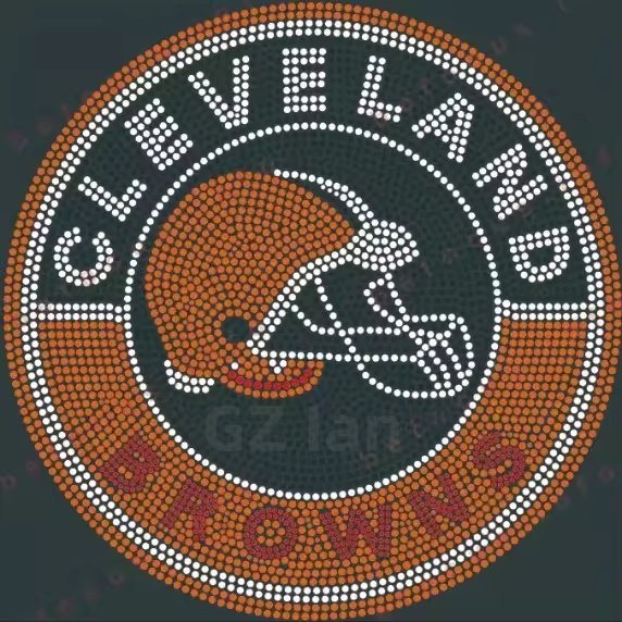 Cleveland Heat Press Custom Rhinestone Design NFL Browns Football Motif Hot-fix Crystal Iron On Transfer Rhinestone