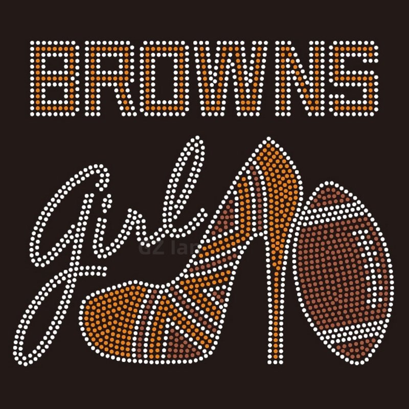 Cleveland Heat Press Custom Rhinestone Design NFL Browns Football Motif Hot-fix Crystal Iron On Transfer Rhinestone