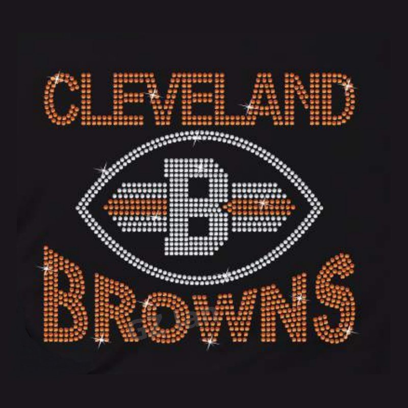 Cleveland Heat Press Custom Rhinestone Design NFL Browns Football Motif Hot-fix Crystal Iron On Transfer Rhinestone