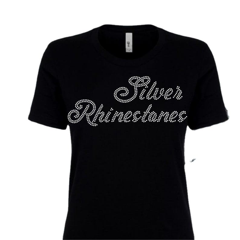 Hot New Women's 100% Cotton Breathable Black Custom Rhinestone Logo & Letters Regular Fit Sports Outwear Girl's T Shirts