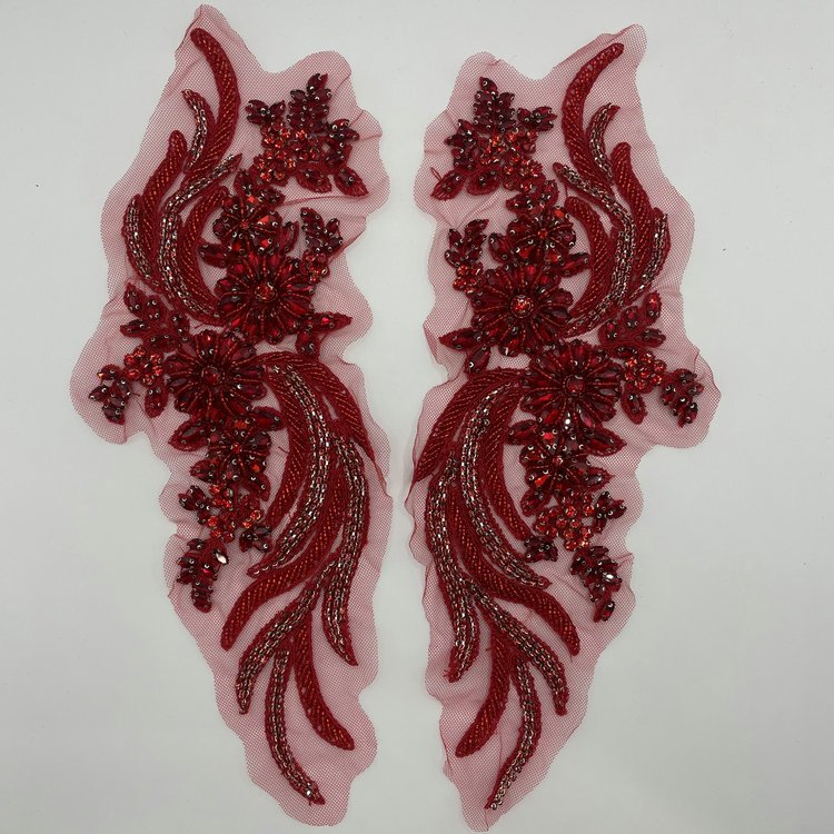 Patch Orange Red Rhinestones Crystal And Applique For Gown Dresses Sewing
