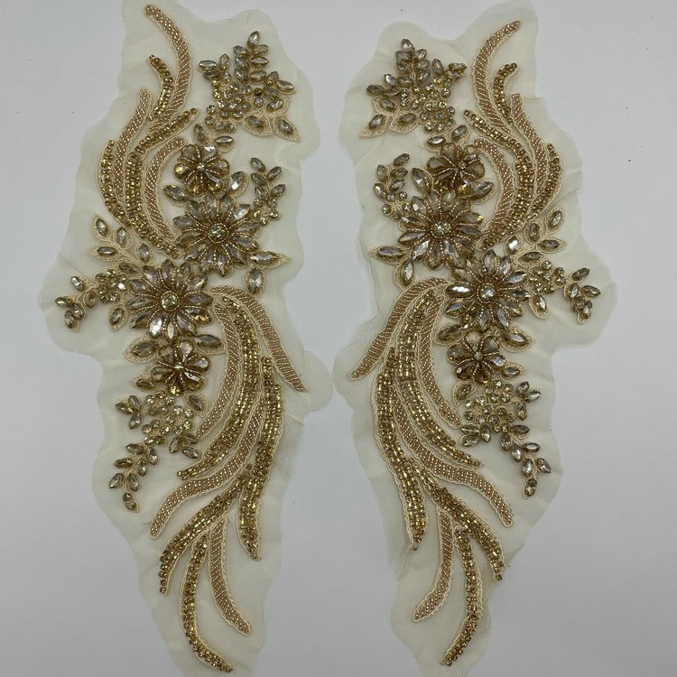Patch Orange Red Rhinestones Crystal And Applique For Gown Dresses Sewing
