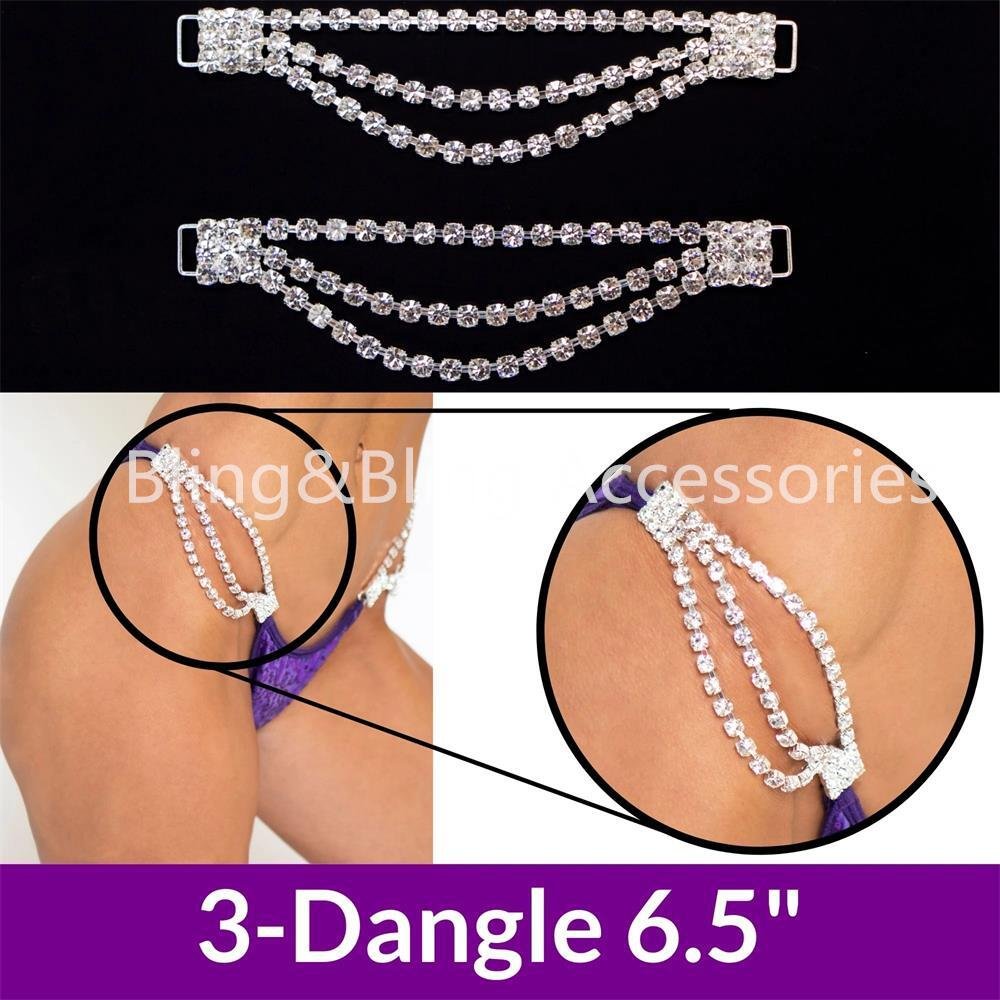 Wholesale Crystal Rhinestone Tassel Chain Bikini Connectors For Woman Swimsuit Competition Suit Accessories
