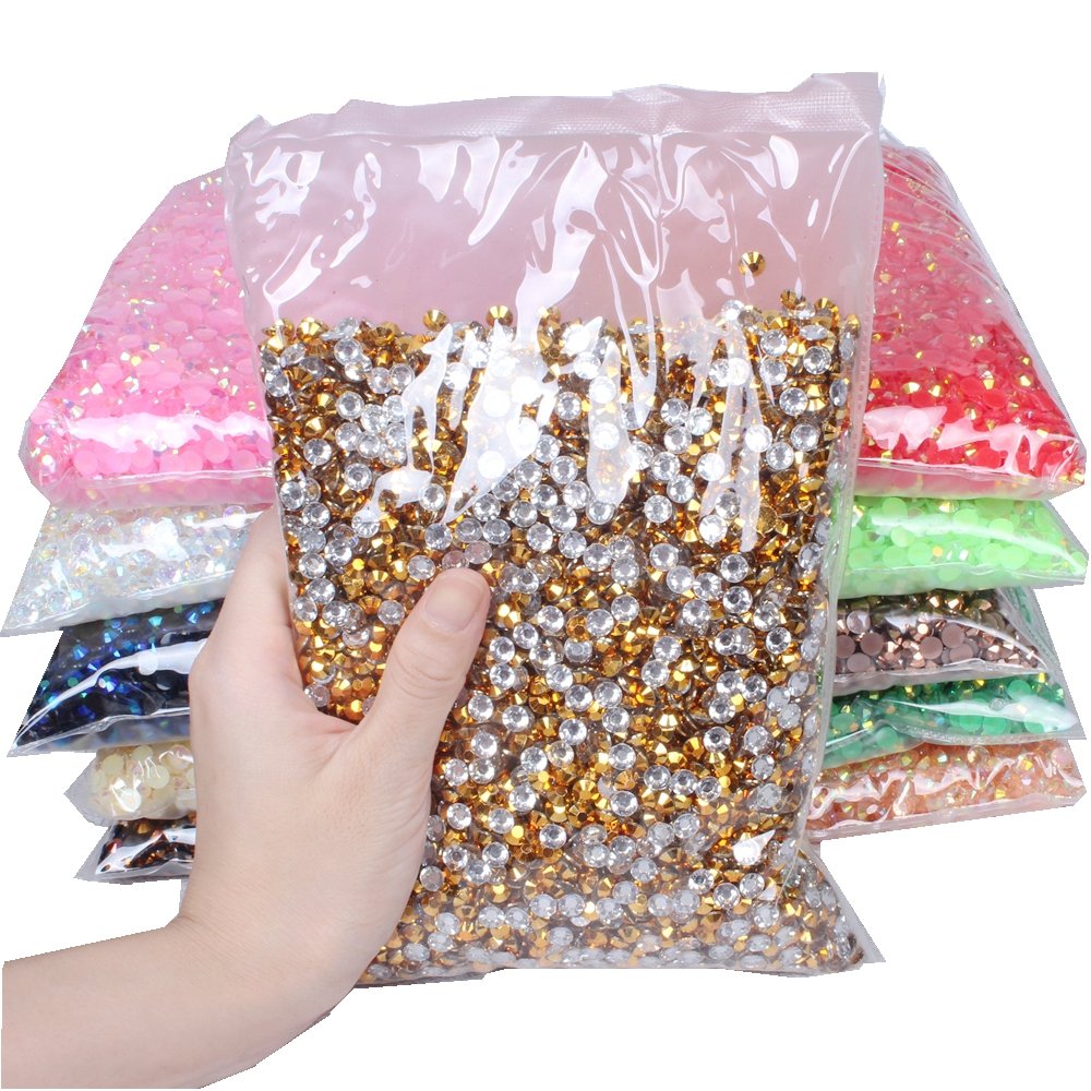 Clear AB Jelly AB Colors 10000pcs 6mm 3D Nail Gems Flatback Round Glue On Stones Resin Rhinestones For DIY Garment Decorations