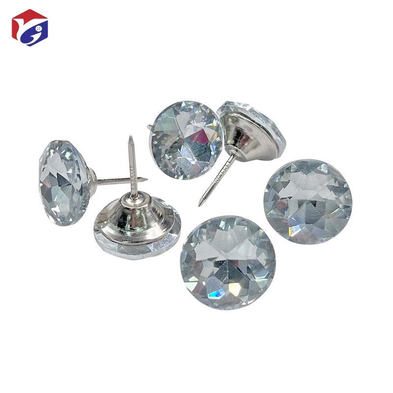 25mm Crystal Upholstery Nails Buttons White Diamond Tacks Studs Pins Soft Bag Sofa Wall Decoration Furniture Rhinestone Factory