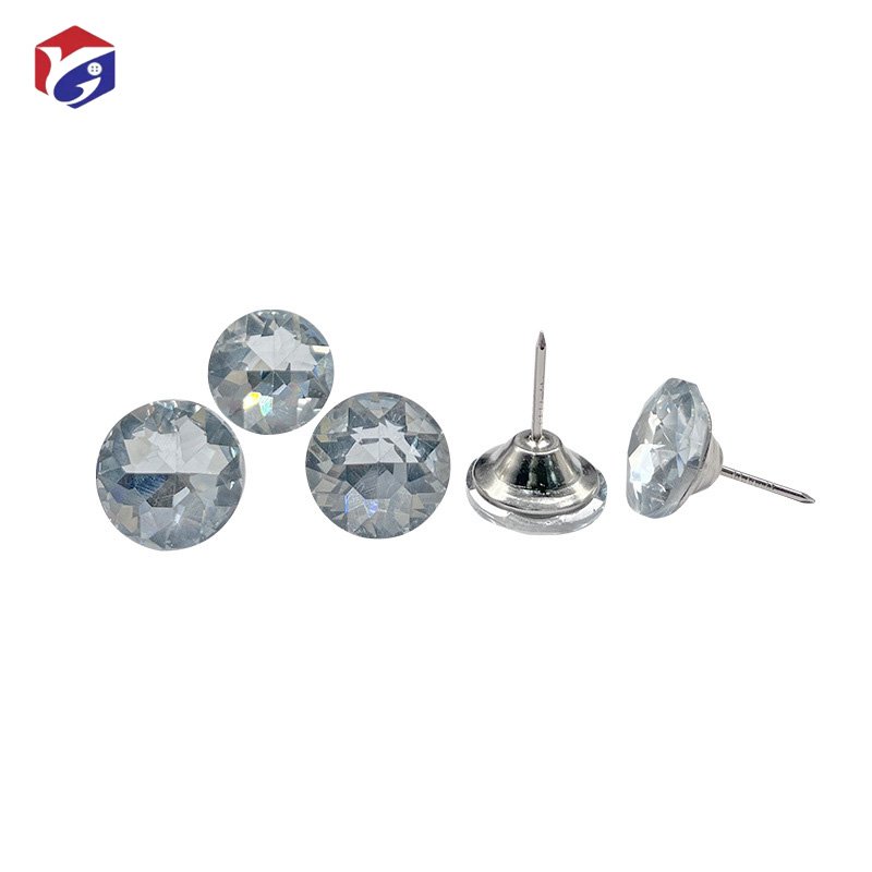 25mm Crystal Upholstery Nails Buttons White Diamond Tacks Studs Pins Soft Bag Sofa Wall Decoration Furniture Rhinestone Factory