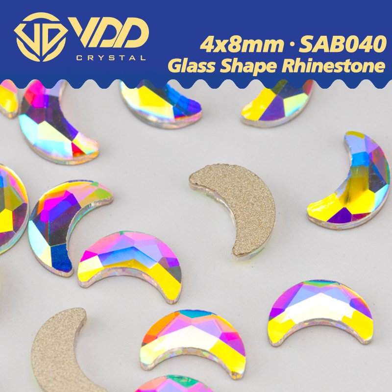 VDD 4x8mm - SAB40 100Pcs Glass Shape Crystal Rhinestones Crystal AB Flatback Glitter Stones For DIY Crafts Nail Art Decorations
