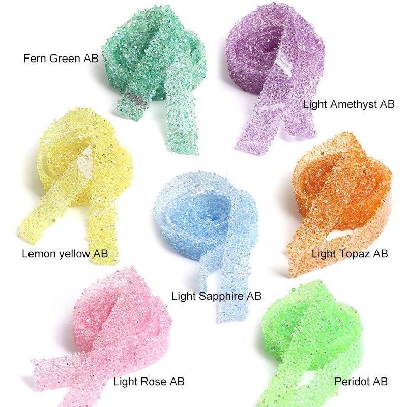 Xichuan Factory Customized 12mm Width Trimmings Jelly Resin Strips Self-Adhevise Rhinestone Trim Sticker For Clothes Women Dress