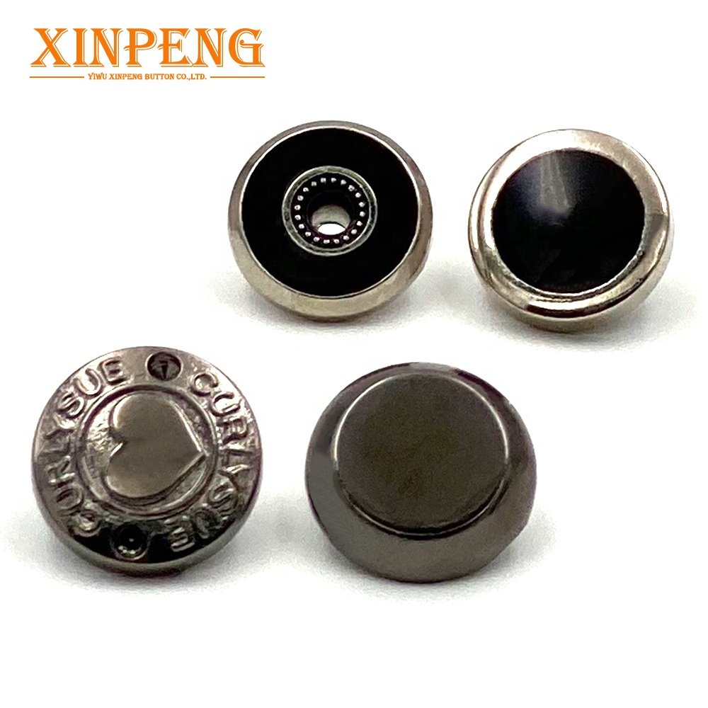 Button Black Round 4 Parts Press Fastener Hidden Metal Snap Buttons For Leather