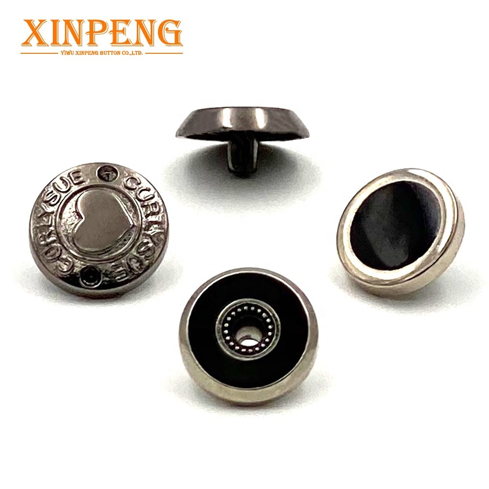 Button Black Round 4 Parts Press Fastener Hidden Metal Snap Buttons For Leather