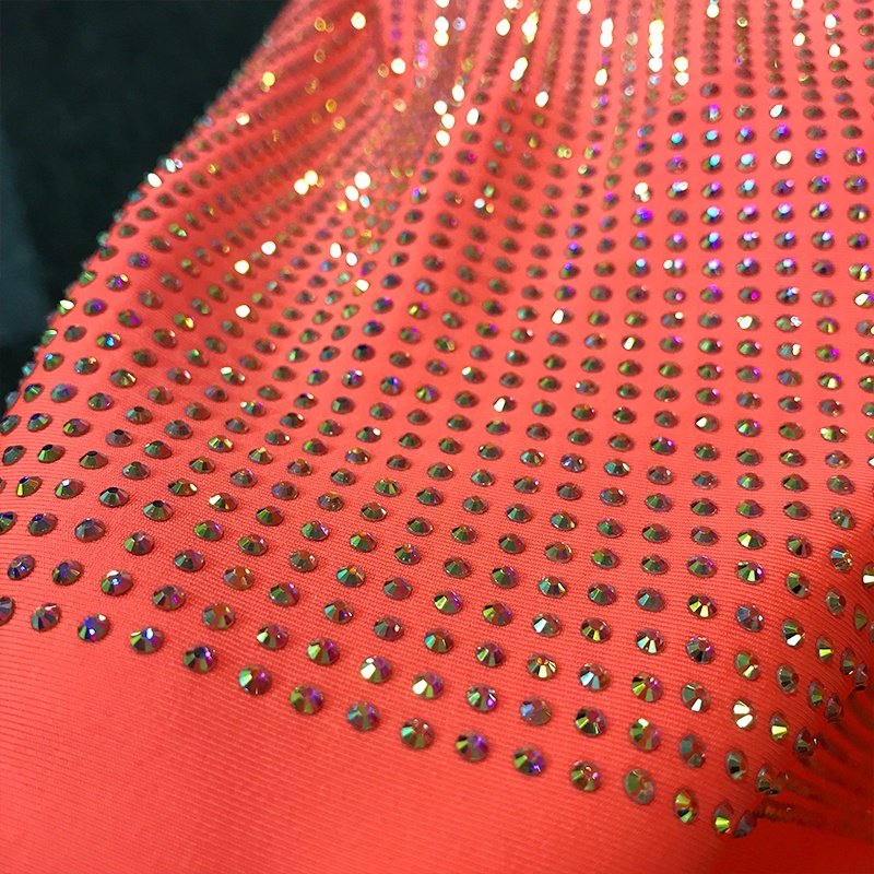 FB002 Hot selling fashion SS10 bling rhinestone covered fabric crystal rhinestone elastic fabric for dress