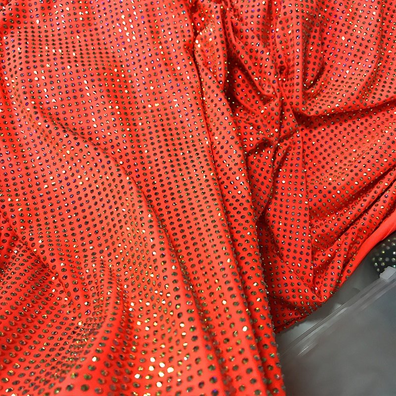 FB002 Hot selling fashion SS10 bling rhinestone covered fabric crystal rhinestone elastic fabric for dress