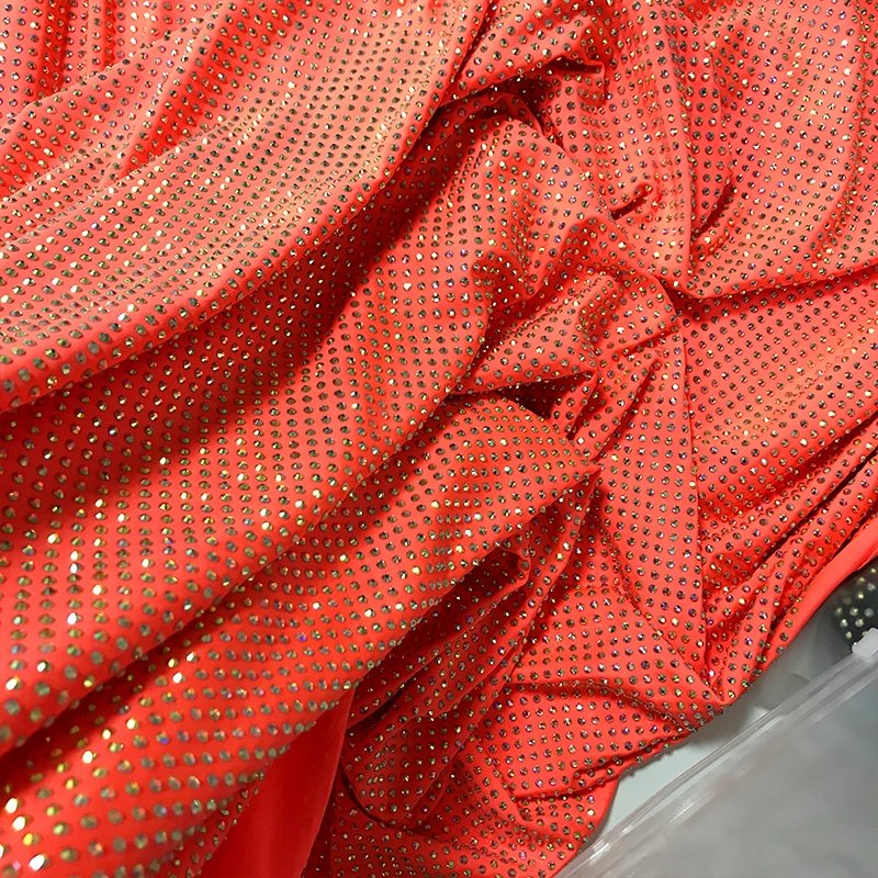 FB002 Hot selling fashion SS10 bling rhinestone covered fabric crystal rhinestone elastic fabric for dress