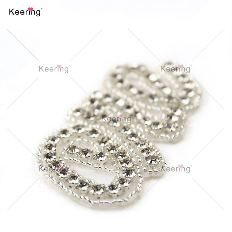 Keering WRA-800 Crystal One Headbands Applique Hot Fix Custom Designer Glue Rhinestone Worded Iron On Patches