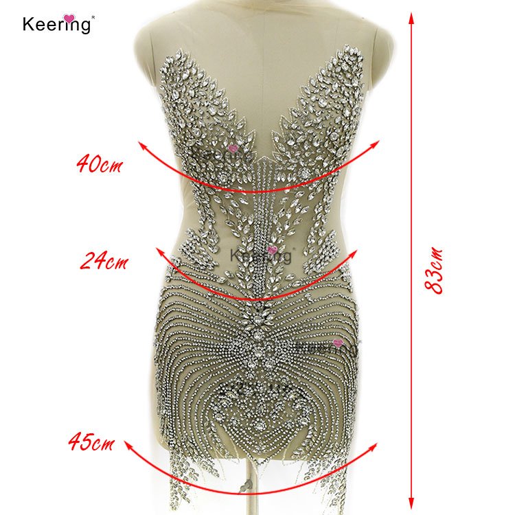 WDP-450 Full Green Body Rhinestone High Quality Luxury Decorated Appliques Handmade Rhinestones Applique Sew For Muslim Prom