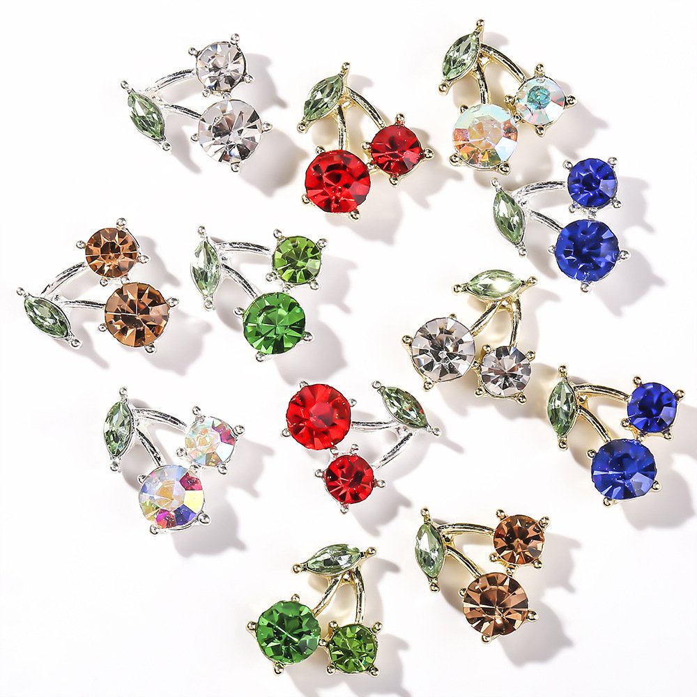 Cherry Blossom Nail Charms Shiny 3D Alloy Rhinestone & Glitter Decorations For Diy Manicures Nail Charms Luxury Nail Charms