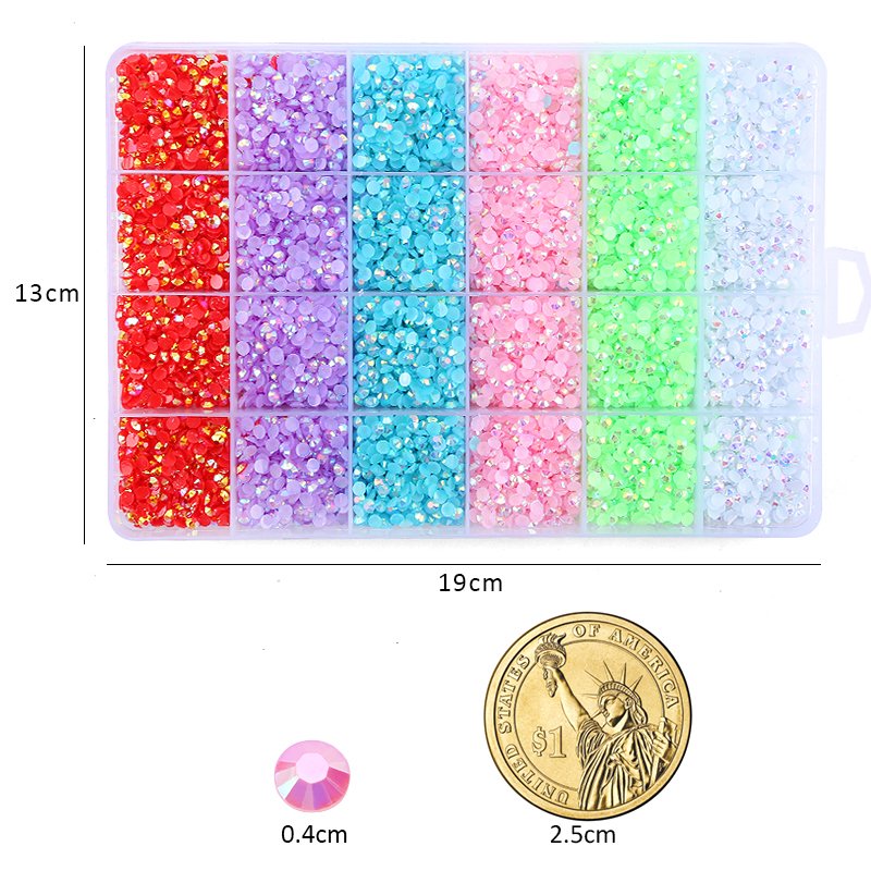 3 4mm Box Sets Resin Glitter Non Hotfix Nail Acrylic Gems Crystal Flatback Resin Rhinestones For Decorations