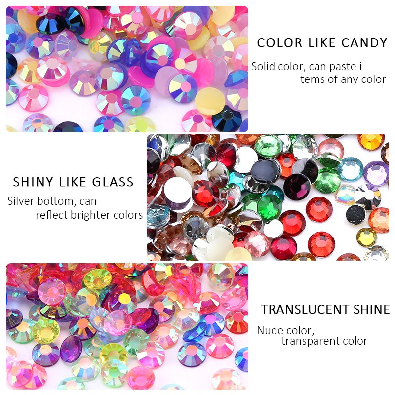 3 4mm Box Sets Resin Glitter Non Hotfix Nail Acrylic Gems Crystal Flatback Resin Rhinestones For Decorations
