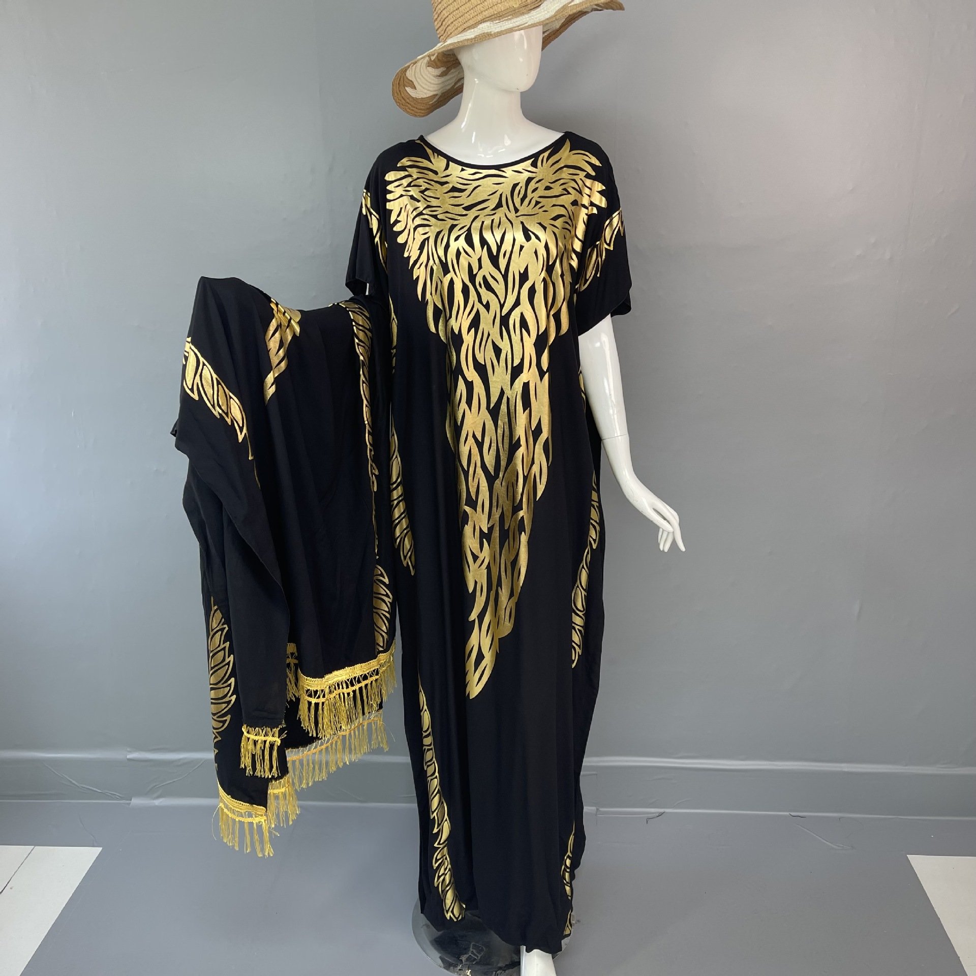 New Loose Rayon Clothing Double Layer Muslim Islamic Abaya Rhinestone Robe Women Cover Ups