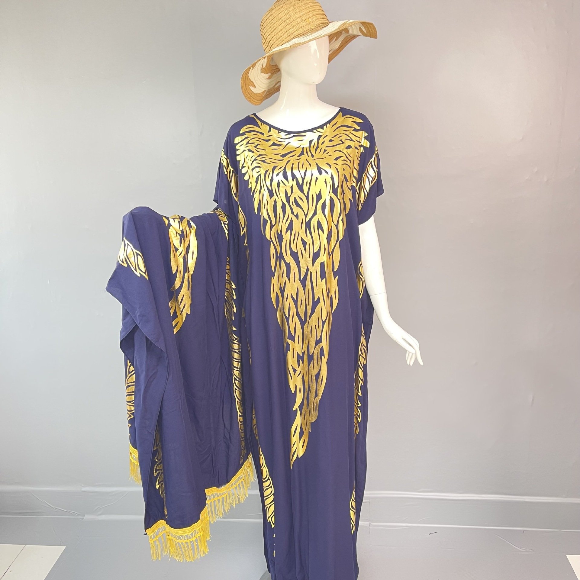 New Loose Rayon Clothing Double Layer Muslim Islamic Abaya Rhinestone Robe Women Cover Ups