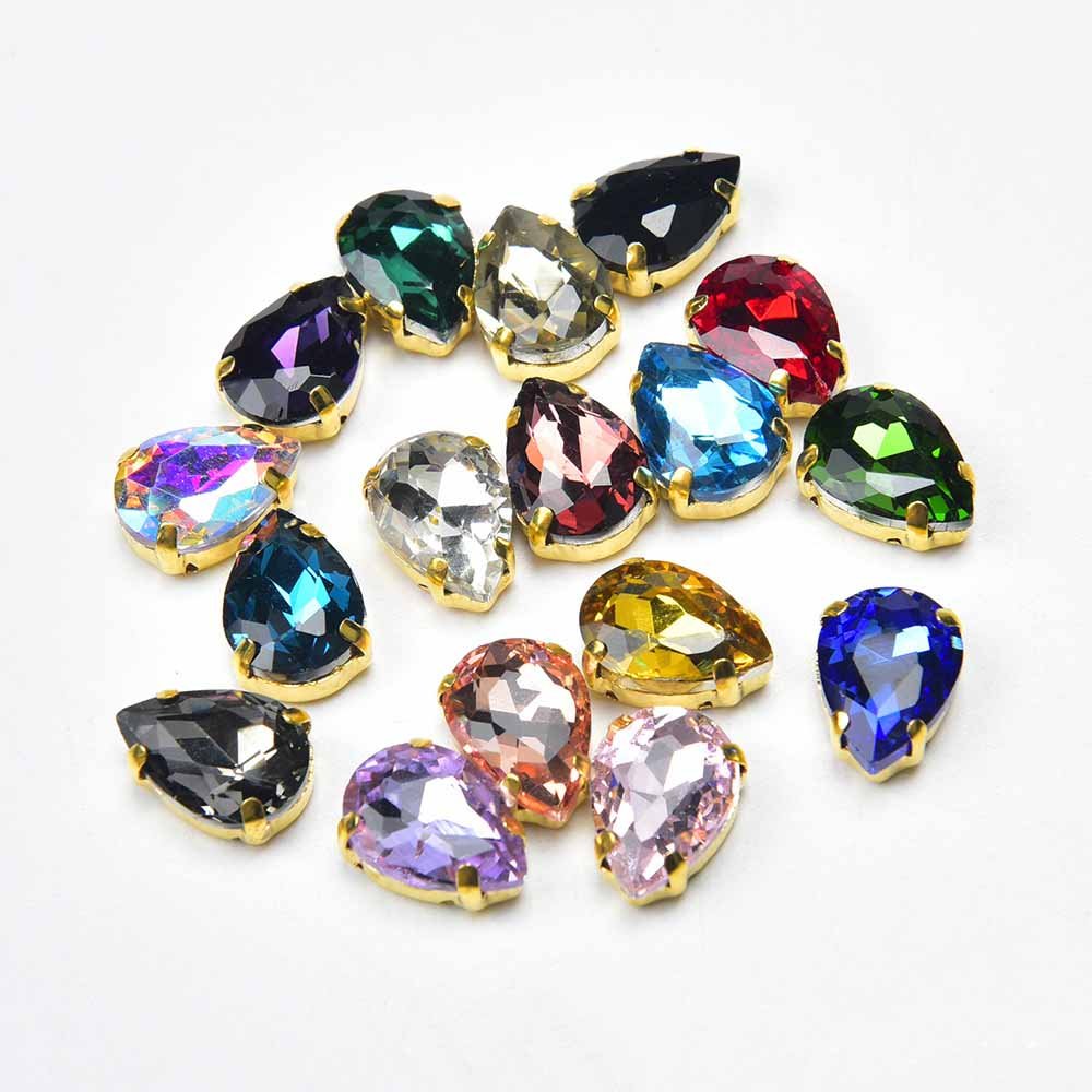 JFS036 Diy Fashion High Quality Water Drop Glass Crystal StonesFlat Back Rhinestones For Garment Accessories