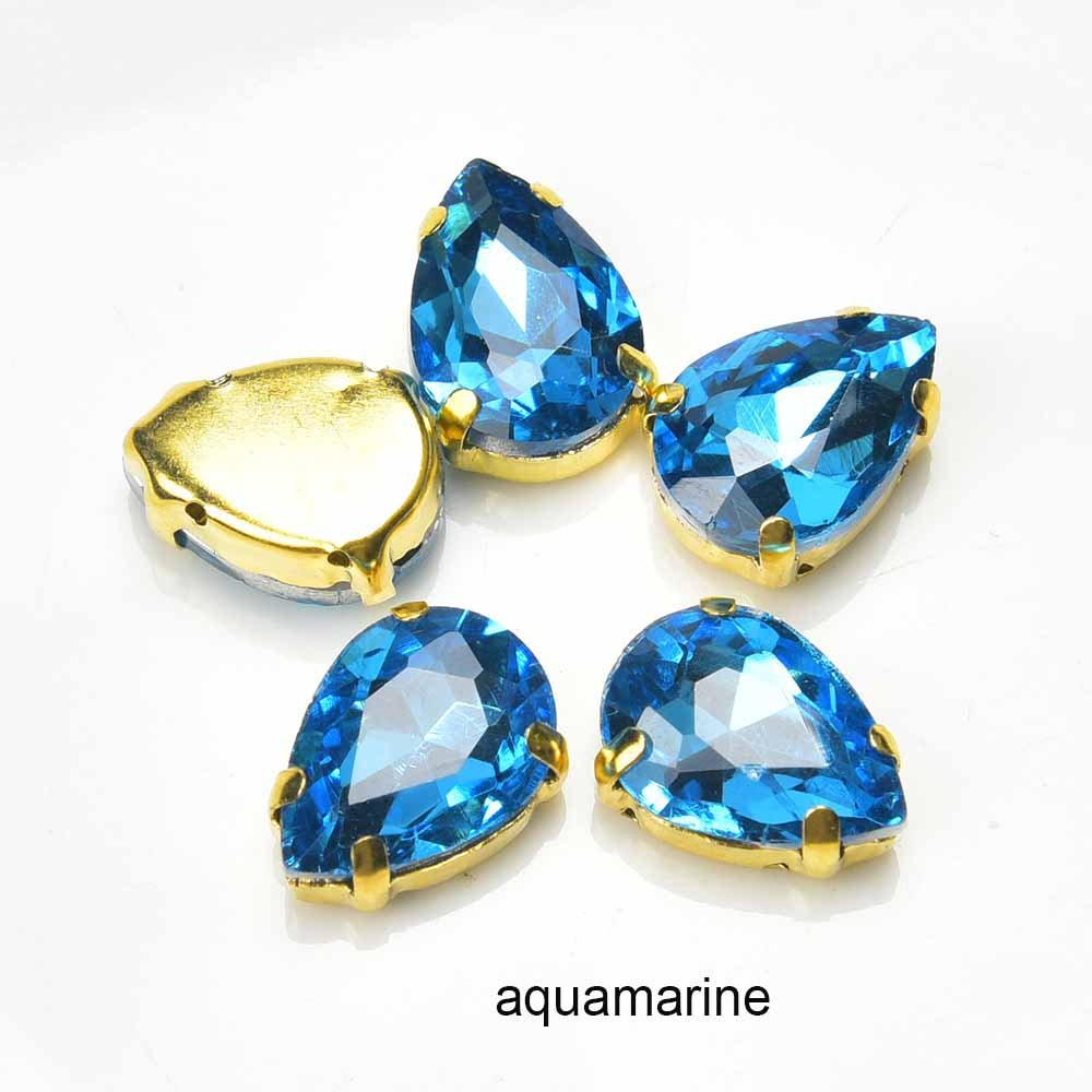 JFS036 Diy Fashion High Quality Water Drop Glass Crystal StonesFlat Back Rhinestones For Garment Accessories