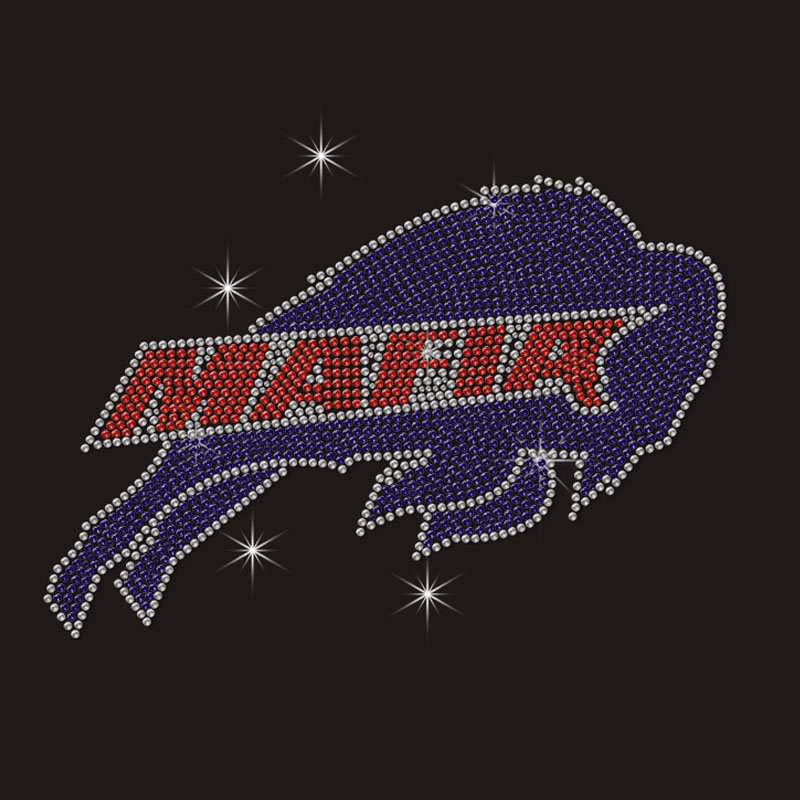 custom wholesale bling transfer hot fix Iron on patches buffalo bills rhinestone transfers
